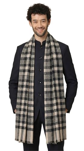 Zamour Faux Pashmina Reversible Stole for Men, Cashmere Feel Fine Wool Mens Muffler Shawl for Winter