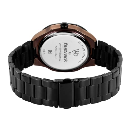 Fastrack Vyb Challenger Quartz Analog 3 Hands Black Dial Black Stainless Steel Strap Watch for Guys - FV30033KM02W