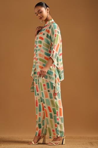 Soch Womens Multicolour Crepe Abstract Kaftan Suit