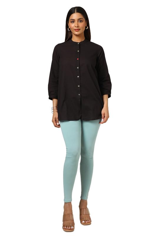 Soch Womens Powder Blue Cotton Blend Solid Leggings