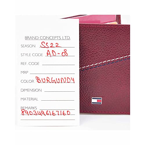 Tommy Hilfiger Adriel Leather Moneyclip for Men - Burgundy, 6 Card Slots