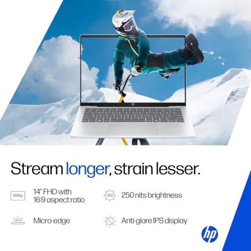 HP 14 Laptop, Intel Core Ultra 7 155H (16GB DDR5, 512GB SSD) FHD, Anti-Glare, Micro-Edge, 14''/35.6cm, Win11, M365 Basic(1yr)* Office24, Silver, 1.4kg, EP1151TU, Backlit, HD Camera w/Shutter
