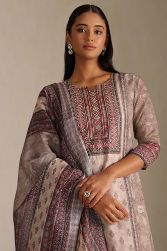 Soch Women's Poly Linen Kurta Set (EWA5CD22193_Beige