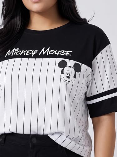 Max URB_N Women Mickey Mouse Oversized T-Shirt (White_L)