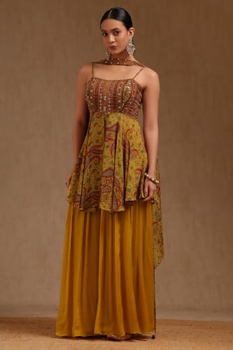 Soch Women's Chinon Salwar Suit Set (FWA5CD22220_Mustard