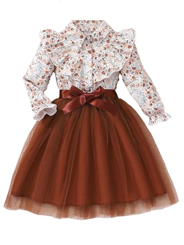 TAGAS Girls Floral Print Long Sleeve (Dress)|| Girls Frock|| Partydress for Girl ||kidsdress ||(KD-351)