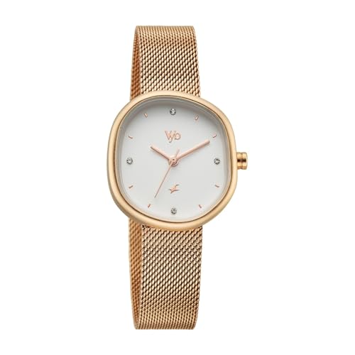 Fastrack Vyb 6.0 Muse Quartz White Shaped Dial Women's Watch | Stainless Steel Mesh Strap Material | Watches for Women Analog | Girl's Analog Watches - FV60087WM01