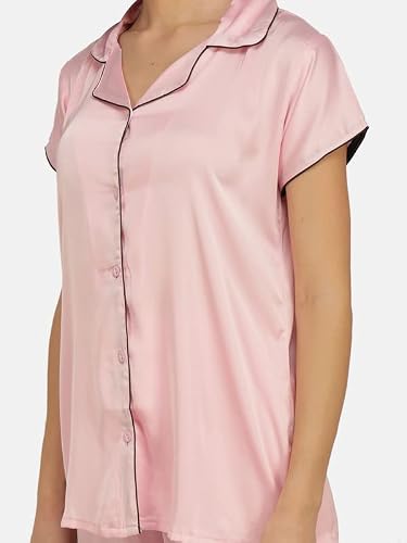 KOI SLEEPWEAR Satin Baby Pink Nightsuit for Women (XX-Large)