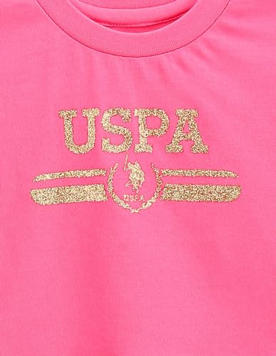 U.S. POLO ASSN. Girls Glitter Logo Cotton T-Shirt Pink