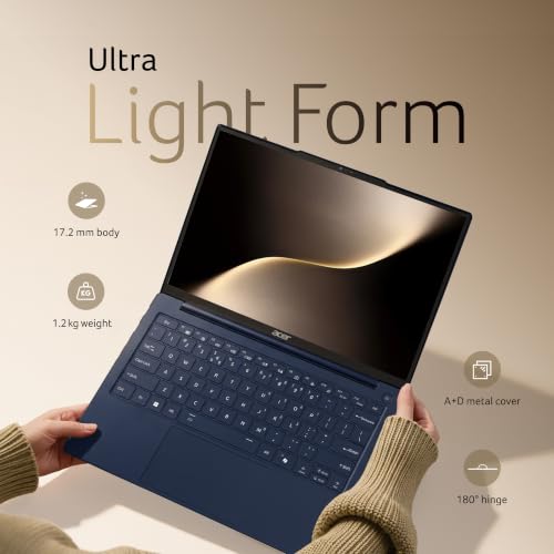 Acer Swift Pro AI PC,Intel Core Ultra 5 Processor 125H,Office 2024 + M365 Basic,16GB LPDDR5 RAM/512 SSD, 35.56cm /14" WUXGA IPS Display, Win 11Home,Blue,1.2Kg,SFP14-55,BL Keyboard,Thin & Light Laptop