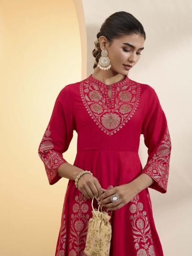 BIBA Printed Poly Viscose Anarkali Semi_Formal Kurta Set