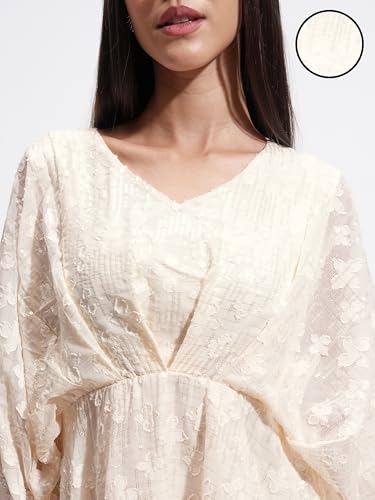 Tokyo Talkies Women's Polyester Mini Dress (TTJ6012632_Cream