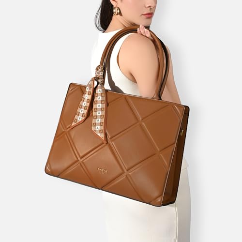 Lavie Luxe Women's Quare25 Medium Debossed Satchel Handbag for Women | Satchel Bag for Work | Ladies purse | Stylish Shoulder Bag | Gift for Women