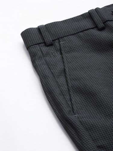 Raymond Men Slim Fit Checks Pattern Poly Viscose Blend Flant Front Formal Trouser Blue