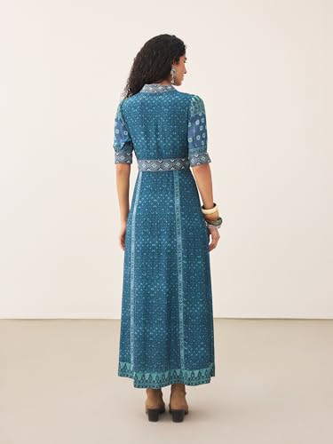 Ritu Kumar Blue Kanan Half Sleeves Long Dress