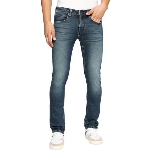 Pepe Jeans Men's Mid Rise Slim Fit Jeans, Blue, 36