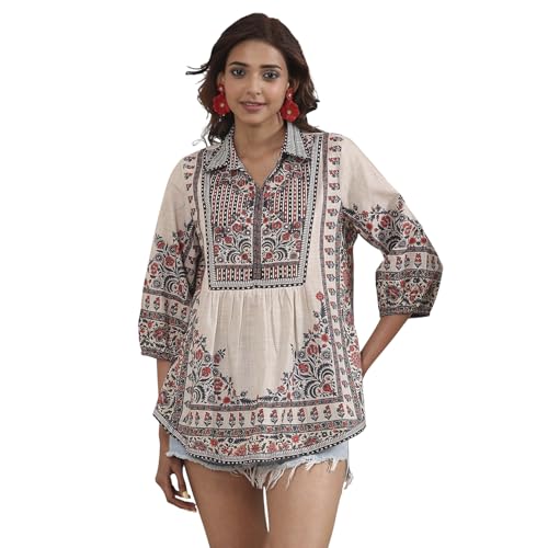 Biba Women Brown Cotton Straight Shirt_38