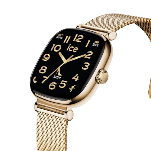 ICE-WATCH - ICE smart 2.0 Gold Milanese - Square gold smartwatch for women with stainless steel strap - 025234 (1.70 inches)