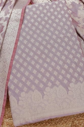 Soch Womens Lavender Chanderi Zari Woven Unstitched Dress Material With Zari Woven
