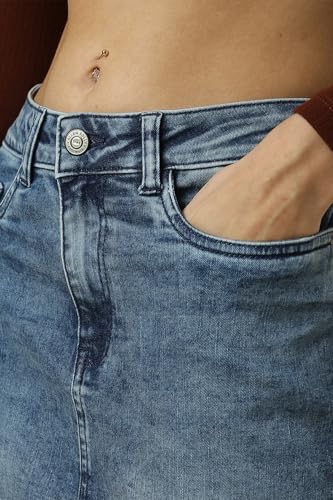 Women Blue Solid Casual Skirt