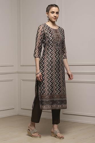 Biba Women Green Chanderi Blend Printed Embroidered Unstitched Suit Set_FREE SIZE