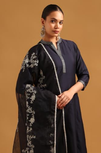 Soch Womens Navy Blue Art Silk Zari Embroidered Salwar Suit
