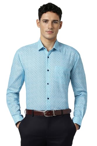Peter England Men's Regular Fit Shirt (PESFWNUBL67115_Blue