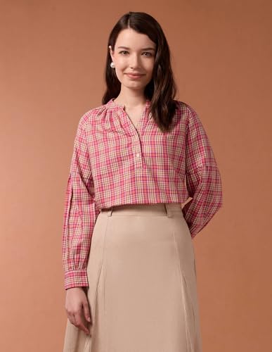 U.S. POLO ASSN. Blouson Sleeve Checked Top (UWAW24TOP183_Multi-Colour_S)