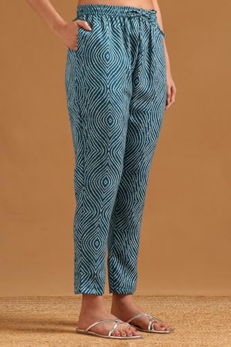 Soch Womens Teal Linen Blend Bandhani Salwar Suit With Faux Mirror And Sequins