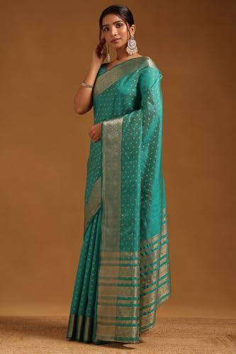 Soch Womens Teal Art Silk Zari Woven Saree