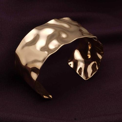 PALMONAS Gold Textured Cuff Bracelet for Women - Gift for Girls & Women | Waterproof & Anti-Tarnish Bracelet