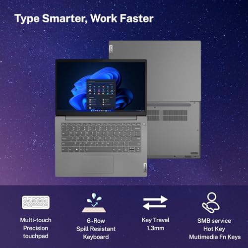 Lenovo V14 Intel Core i3 13th Gen 14" FHD (1920x1080) Antiglare 250 Nits Thin and Light Laptop (16GB RAM/512GB SSD/Windows 11 Home/Office Home 2024/Iron Grey/1.43 kg), 83A0A0PCIN