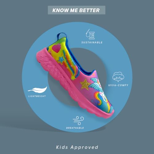 KazarMax Kids Girls Pink Starry Unicorn Printed Slip On Shoes/Sneakers - 12 Kids UK