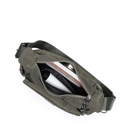 Fastrack Urban Olive Sling Bag for Women | Lightweight Nylon Crossbody Bag | Spacious Compartment with Organizer Pockets | Front Magnetic Pocket | Side Bottle Holders | Adjustable Webbing Strap