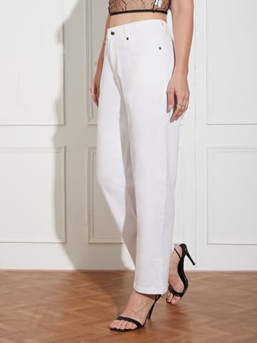 Miss Chase Women's Tapered Rise Clean Look Cropped Stretchable Denim Jeans (MCSS24DEN79-02-533-26, Linen White, 26)