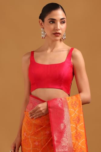 Soch Womens Mustard Silk Blend Woven Design Saree
