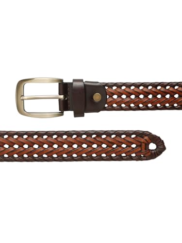 TYBELT Genuine Bunani Leather Belt for Men | Adjustable Waistband up to 44 Inches | Belt for Jeans & Dress Pants | Brown Color (Pack of 1)_90