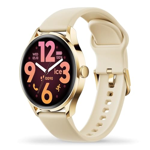 ICE-WATCH - ICE smart 3.0-1.2 Gold Beige AMOLED GPS - Women's round smartwatch with silicon strap - 025115 (1.20 inches)