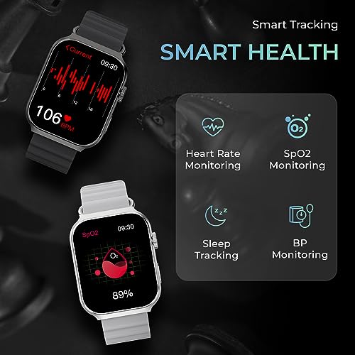 beatxp Marv Ultra 2.01” HD Bluetooth Calling Smart Watch, Metal Body, Rotary Crown, 500 Nits, Health Tracking, Wireless Charging (Ice Silver)