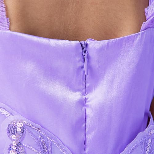 Hopscotch Girls Purple Sleeveless 3D Butterfly Applique Ruffled Gown for Age (5-6 Years)