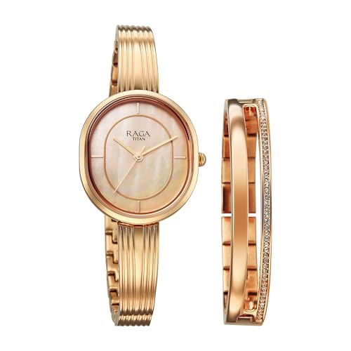 Titan Raga Contempore Quartz Rose Gold Round Dial Men's Watch | Brass Solid Link Strap Material | Watches for Man | Watches for Men Analog - 2776WM01F