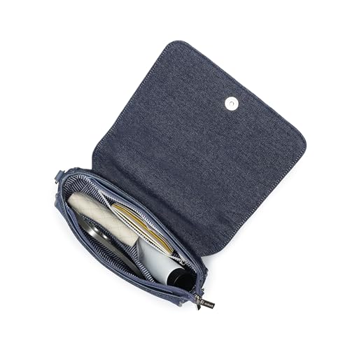 Fastrack Indigo Denim Sling Bag | Dual Closure – Magnetic Button & Zipper | Spacious Main Compartment with Dual Internal Pockets (1 Zippered) | Adjustable & Detachable Strap | 6-Month Warranty