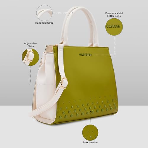 Caprese Donna Medium Satchel Bag for Women with Adjustable & Detachable Strap and Multiple Compartments | Versatile Shoulder, Crossbody & Handheld Bag for Work, Travel, and Everyday Use (Olive)