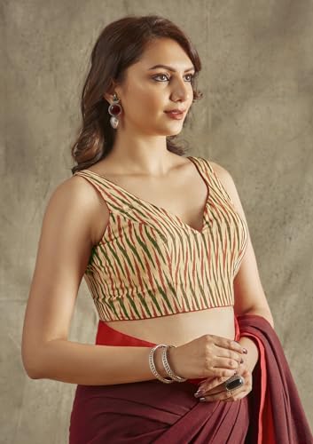 SALWAR STUDIO Beige Chevron Ikat Blouse