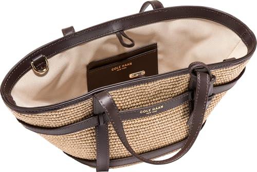Cole Haan Women's Key West Crossbody, Natural Raffia/Dk. Chocolate, UNIT