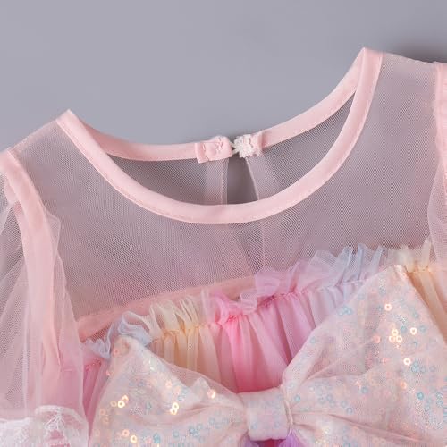 Hoscotch Girls Embellished Pink Short Sleeves Party Dresses for Ages (12-18 Months)