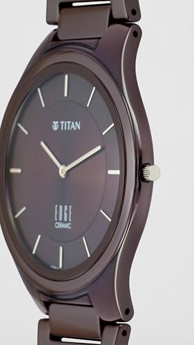 Titan Wine Ceramic Quartz Analog Maroon Dial Ceramic Strap Watch for Men | Analog Men's Watch - 1696QC19