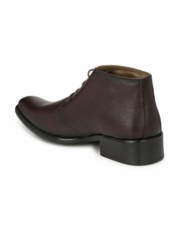 HITZ Men's Brown Leather Derby Formal Ankle Shoes