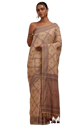 Soch Womens Beige Chanderi Woven Design Saree