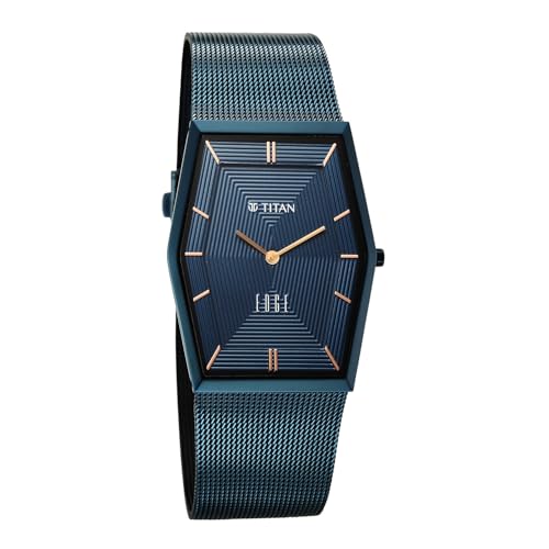 Titan Edge Whimsey Quartz Analog with Blue Dial Blue Stainless Steel Strap Watch for Men - 10056QM02